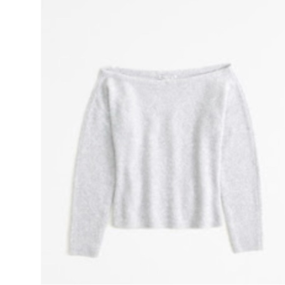 Abercrombie & Fitch Light Gray Off-the-Shoulder Sweater